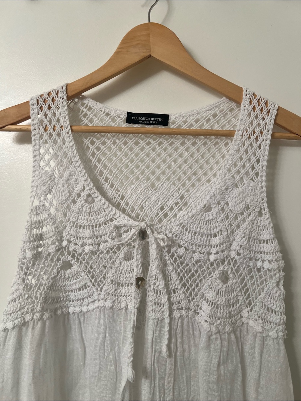 Francesca Bettini Crochet and Linen Cover‑Up – White, One Size - Picture 6 of 10